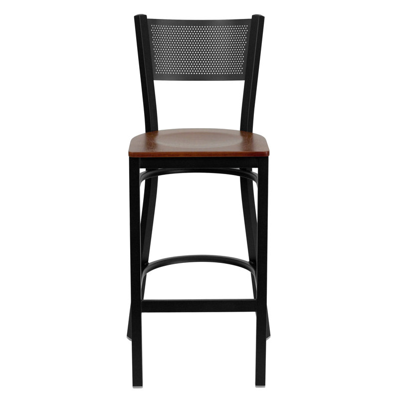 Tabouret de bar en métal Miranda, Cerisier, 2