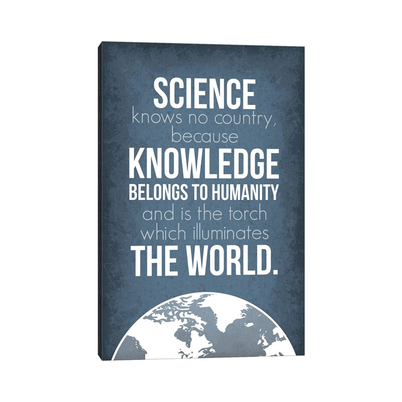 Science Knows No Country (Louis Pasteur Quote) - Wrapped Canvas Print, 20.32 cm H x 30.48 cm W