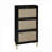 Shoe Storage Cabinets | 3-Door Freestanding Modern Engineered Rattan Shoe Organizer | Gold Handles | Particle Board | Entryway-2086957845