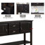 Console 48 po en bois massif avec 2 tiroirs, armoires et tablette inférieure