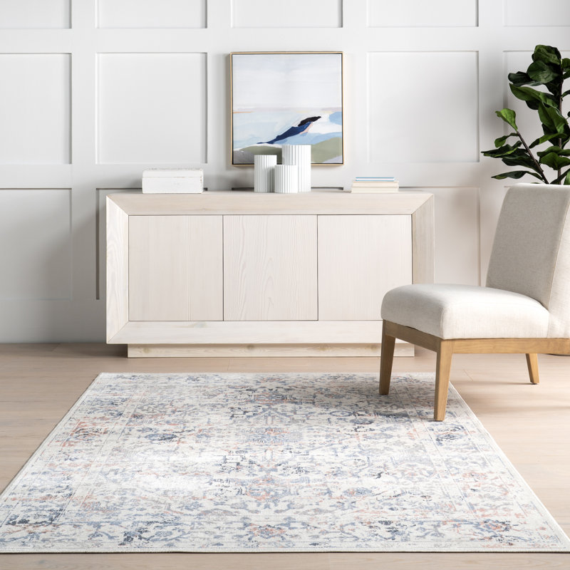 Everlee SpinClean Faded Persian Machine Washable Area Rug, Rectangle 10' x 14'