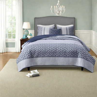 Ensembles de literie en jacquard de luxe, courtepointe en polyester bleu marine avec coussin décoratif, style traditionnel pour toutes les saisons