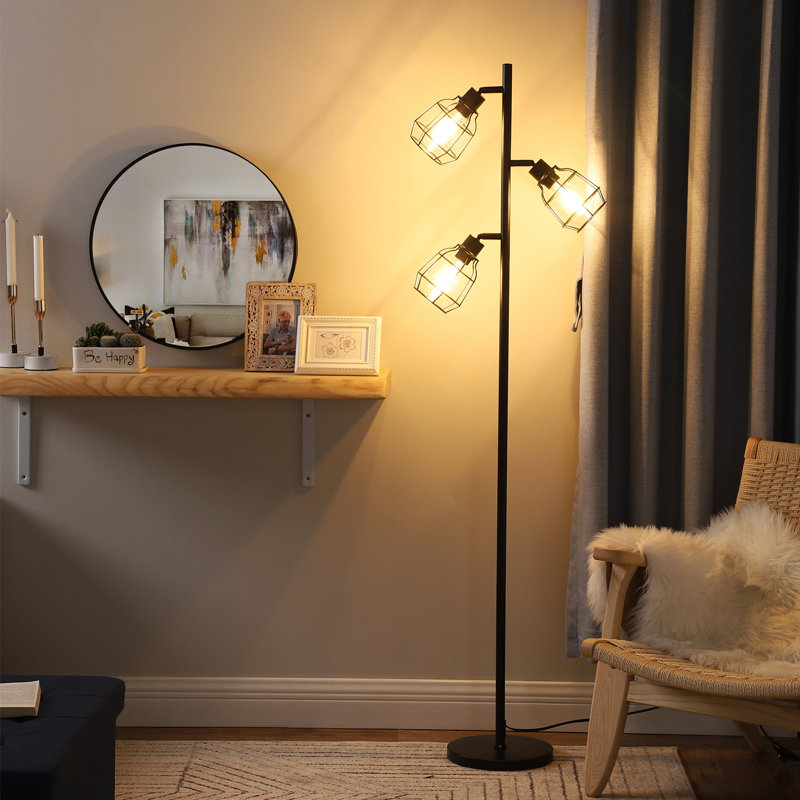 Eppler 3-Light 65'' Tree Floor Lamp with Bulbs Included, Black