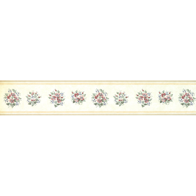 Bordure de papier peint L 15 pi x l 4 po Junathaen, Crème / vert / rouge