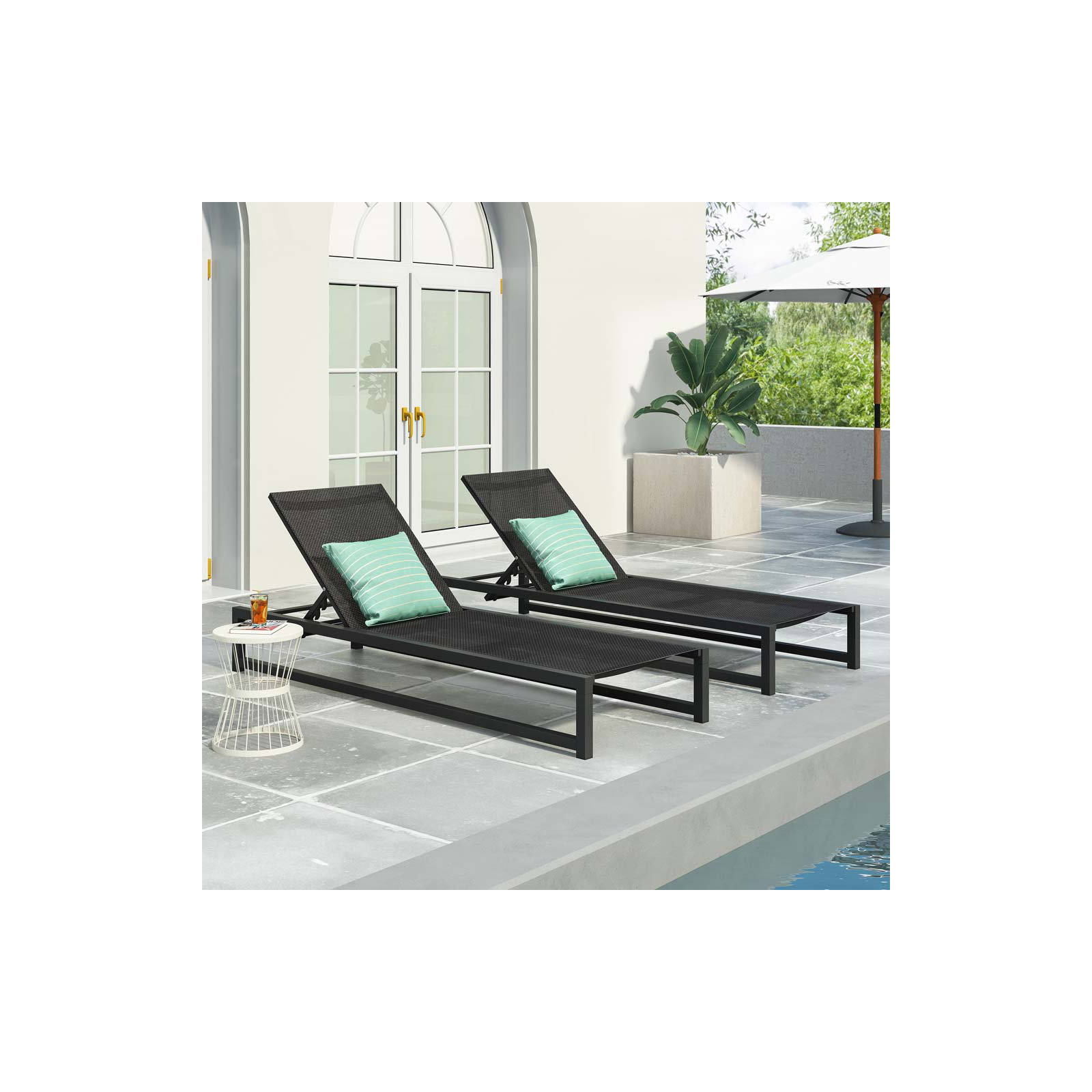 Lindenberg Sun Lounger Set , Black