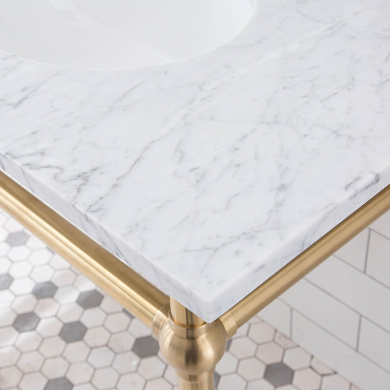 Greyleigh Copeland 60" Stone Oval Bathroom Sink with Overflow, Satin Brass, Satin Brass
