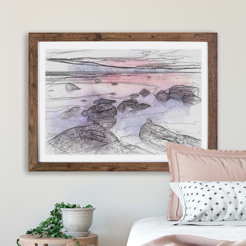 Sunset Over Lake Tahoe - Framed Print, Walnut, 45cm H x 63cm W x 2cm D