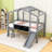 Twin Wood Loft Bed With Light Strip, Slide And Blackboard-1502506411