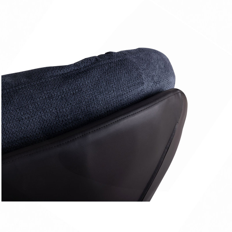Sarmiento Chenille 360 Degree Rotation Swivel Accent Chair with Metal Base, Navy Blue