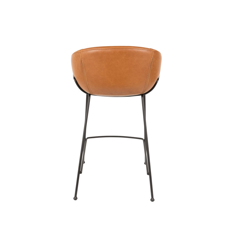 Feston Counter & Bar Stool, Bar Stool (30" Seat Height), Brown Faux Leather