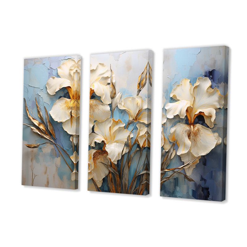 Minimalisme beige et or - Iris, ensemble d'art mural, H 28 po x l 36 po x P 1 po