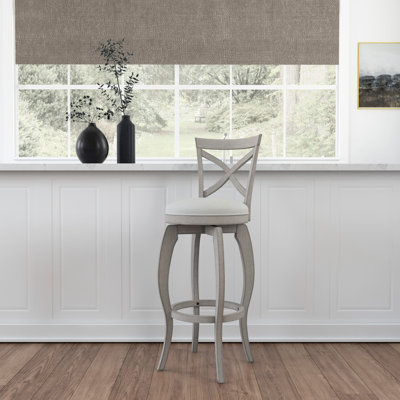 Brumback Wood Swivel Upholstered Stool