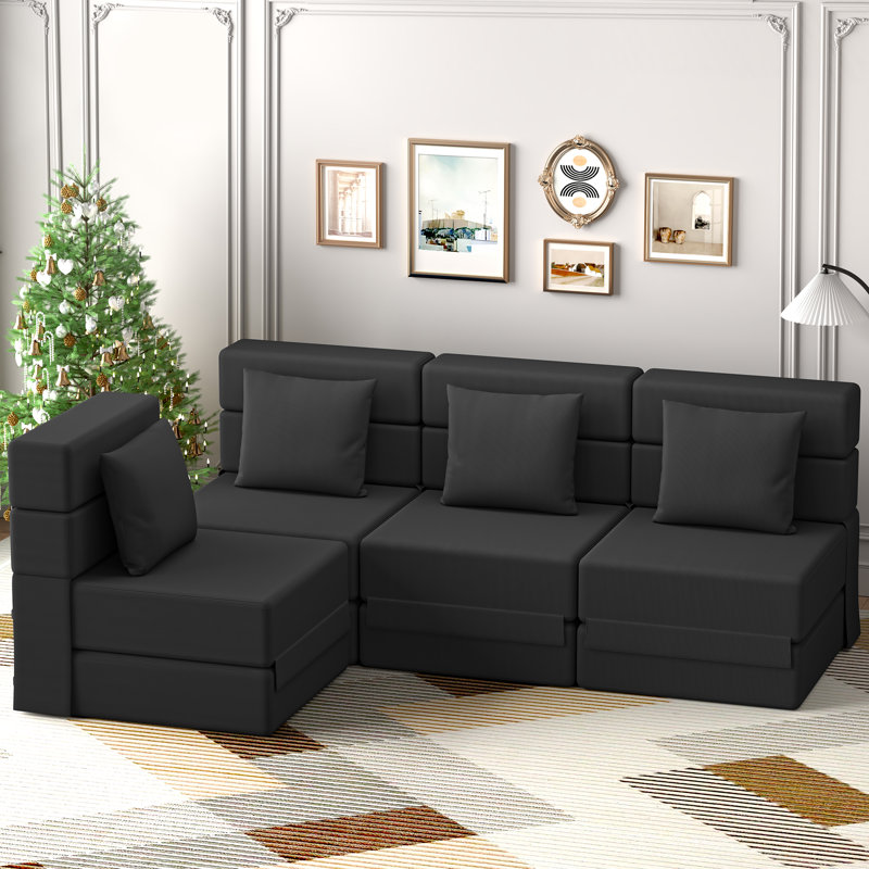 Canapé modulaire convertible pliant et compressible (ensemble de 2), Noir