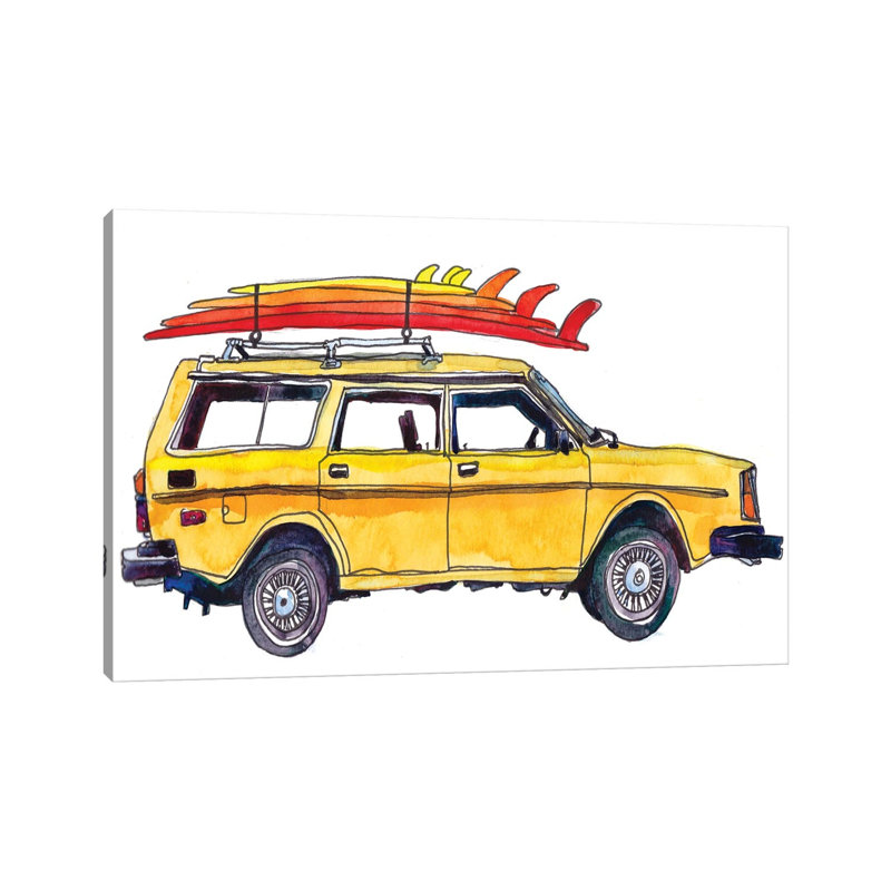 Surfin 'Wheels V par Paul Mccreery - Estampe numérique sur toile tendue avec châssis, H 12 po x l 18 po x 1,5 po