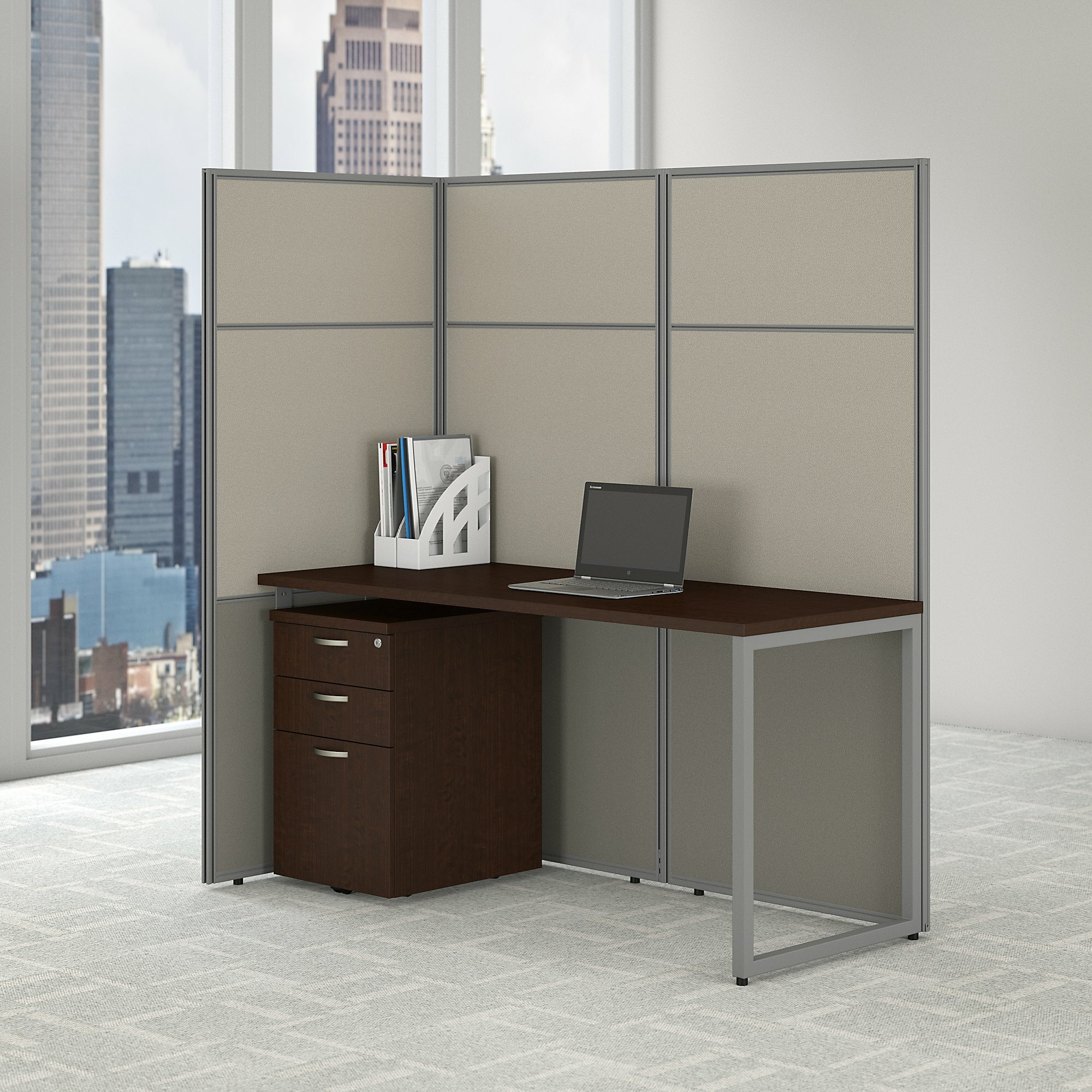 Bush Business Furniture Easy Office Rectangle 1 Person Cubicle with ...