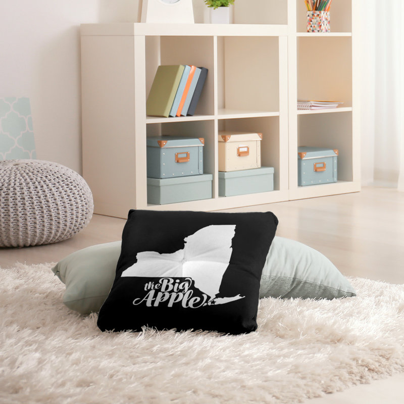 Coussin de sol touffeté big pomme ny, 26 po x 26 po, Noir