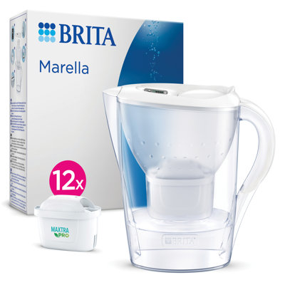 Brita 8.2L Marella Water Filter Jug with 12 Cartridges White