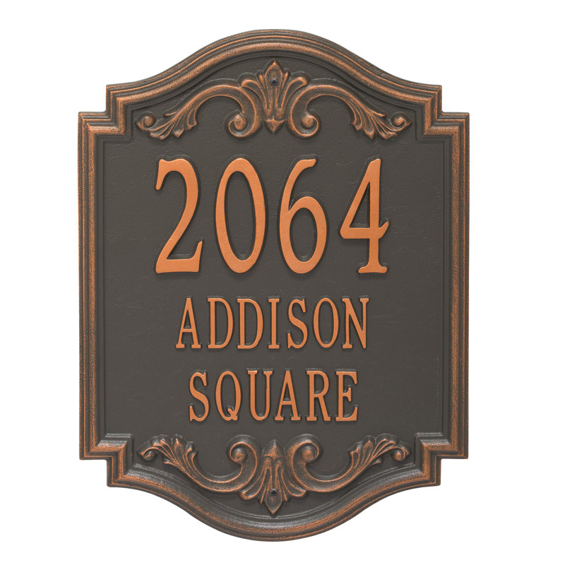 Signature Series 3-Line Wall Address Plaque, Forged Copper, Copper, Yes