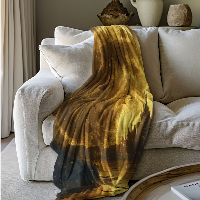 Radiant Moon Fantasy - couverture en sherpa de qualité supérieure 1 pièce - reproduction d'art luxueuse, Lit simple