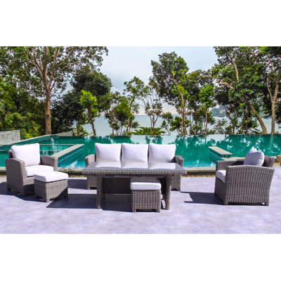 Courtyard Casual Capri Grey 6 Piece Seating Set With 1 Sofa, 1 Chow Dining Table, 2 Club Chairs And 2 Ottomans -  Red Barrel Studio®, B4B4599D450C4BEAB32D89088C34C66C