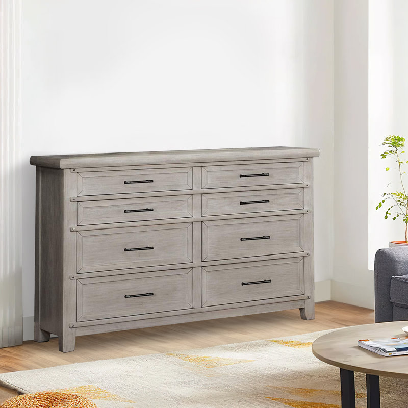 Commode double 8 tiroirs l 8 po en bois massif