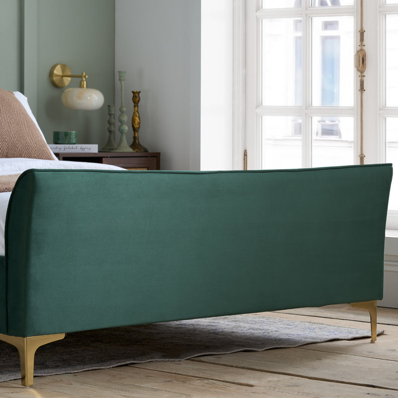 Latrell Comfort Upholstered Bed Frame, Small Double (4'), Green