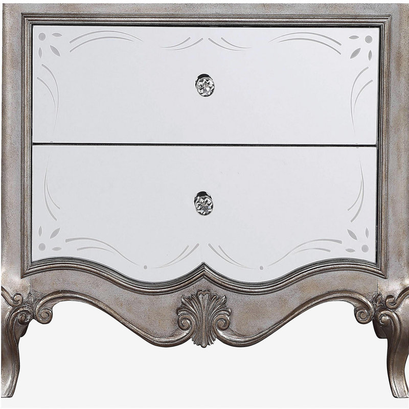 Table de chevet 2 tiroirs Champagne antique
