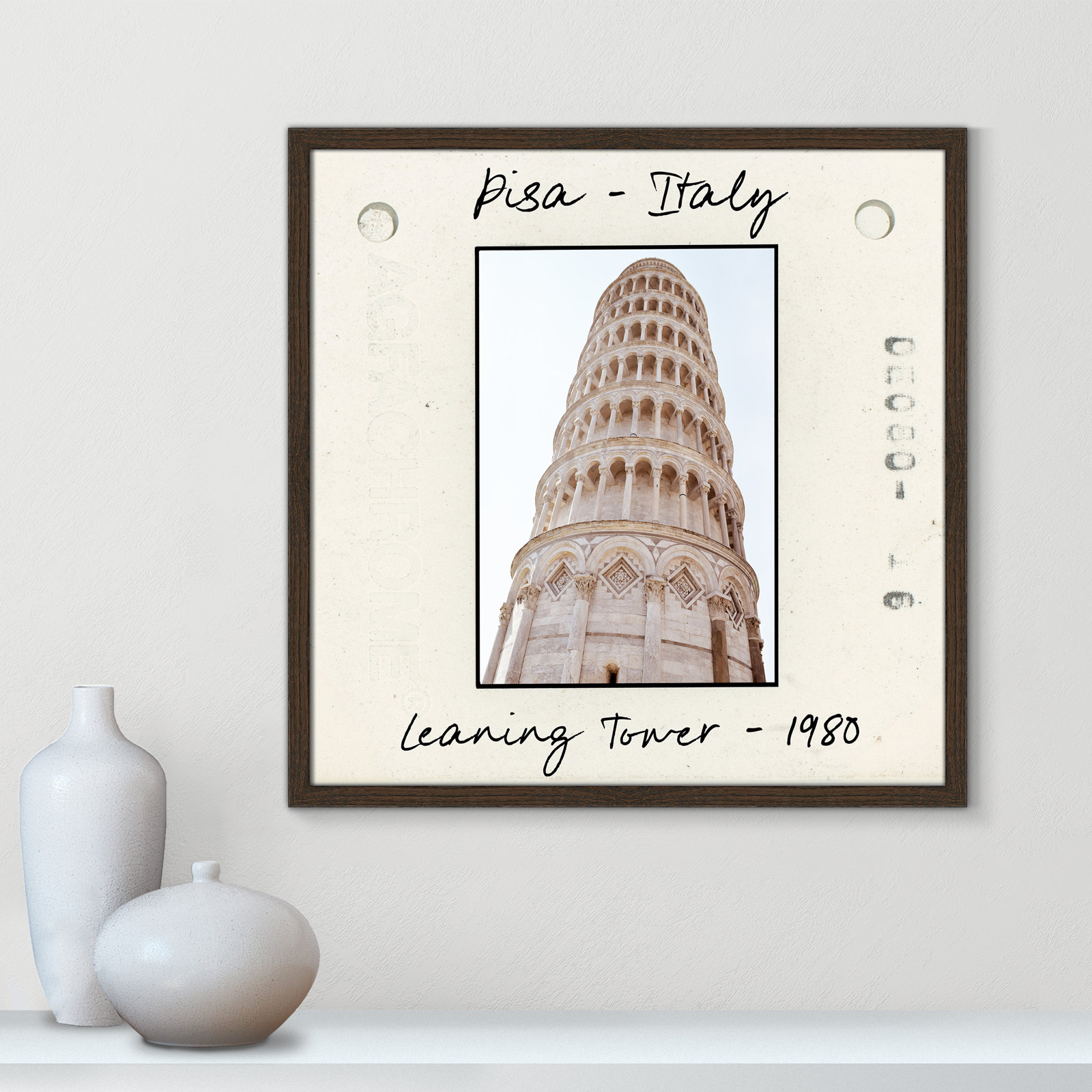 Ritona "Pisa, Italy - Leaning Tower" Print, Walnut Single Picture Framed Paper, 23.5" H x 23.5" W x 0.75" D