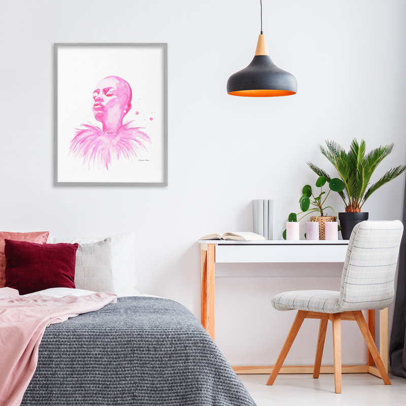 In In A Pink Mood Portrait, estampe numérique, conception par Simone Elum, H 20 po x l 16 po, Estampe numérique Farmhouse