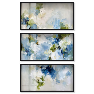 Ensemble d'art abstrait côtier Lebel I Shadowbox Print par Art Remedy, cadre noir, 44 x 22