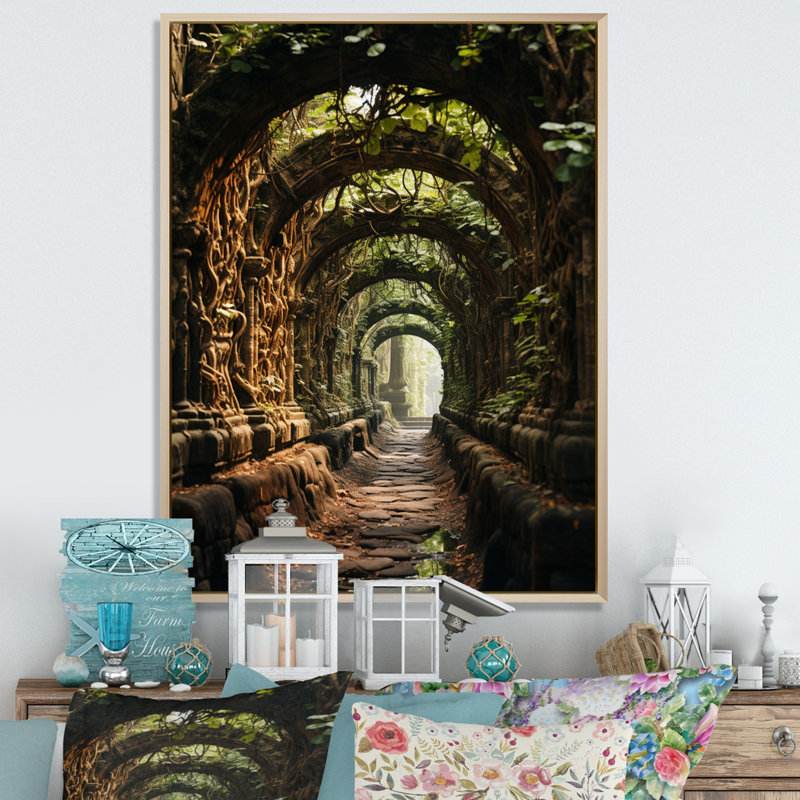 «Green Green Tunnel Enchanted Forest Earthy I», reproduction d'art sur toile, H 20 po x l 12 po x P 1 po