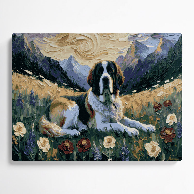 «Dogs Saint Bernard», art mural en métal bleu, H 11 po x l 14 po