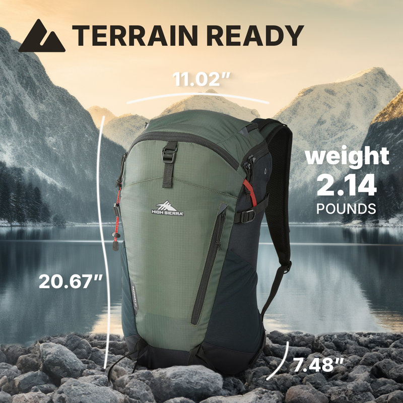WFX Utility™ 30L Pathway 2.0 Backpack w/Hydration Storage for Hiking, Black, Forest Green