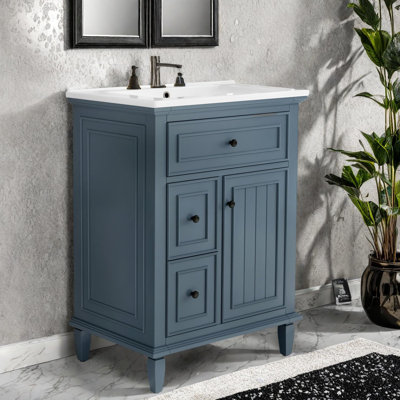 Meuble-lavabo et lavabo de qualité supérieure de 24 po de conception moderne avec rangement
