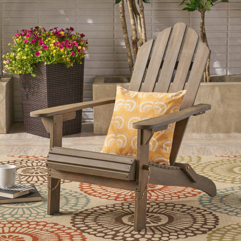 Chaise Adirondack pliable en bois d'acacia, Gris