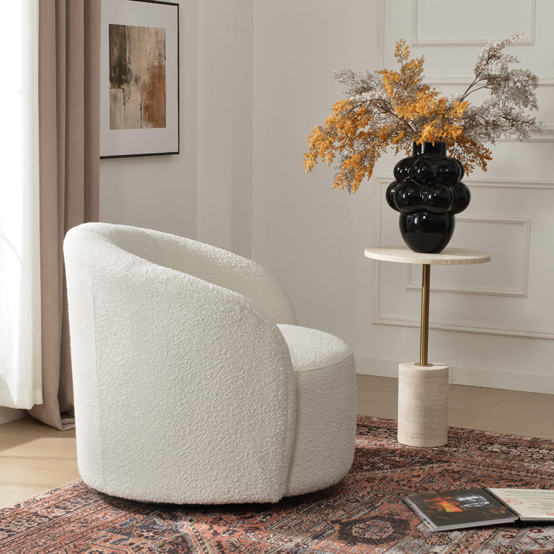 Fauteuil demi-tonneau pivotant Clcle, Crème, crème