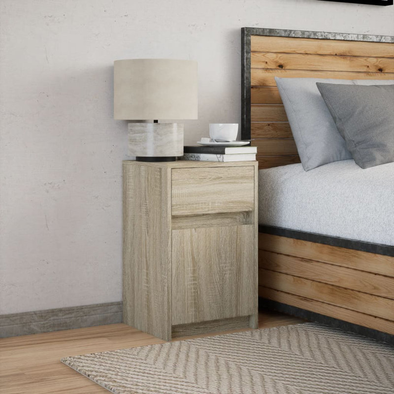 Darleth 38cm W Manufactured Wood Bedside Table, Sonoma Oak, Individual
