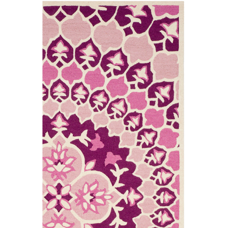 Tapis floral en laine touffeté à la main Miu, Rectangle 5 pi x 8 pi