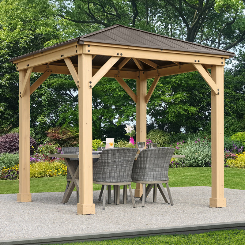 8' x 8' Cedar and Brown Permanent Gazebo