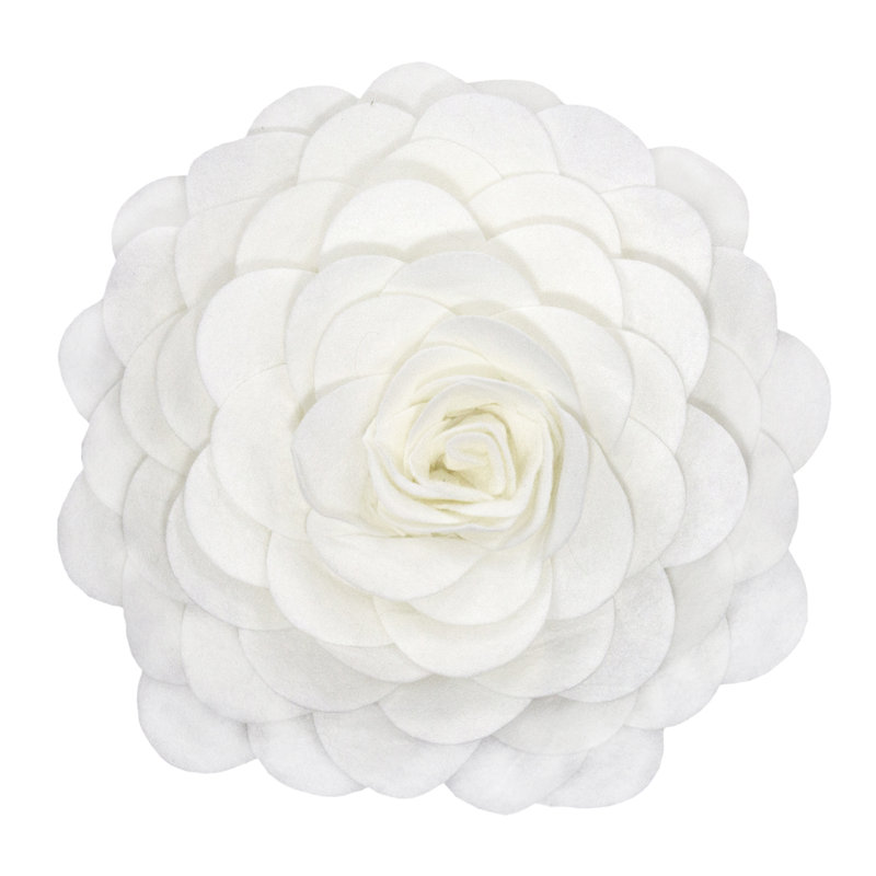  Polyester Throw Flower Pillow Cover, Pillow Cover Only - No Insert, 16" x 16", Ivory