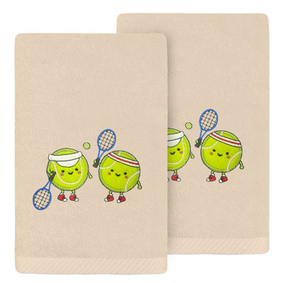  Tennis Players - Embroidered Luxury 100% Turkish Cotton Hand Towels (Set Of 2)