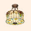 Lustre semi-encastré en verre coloré 17 po Tiffany