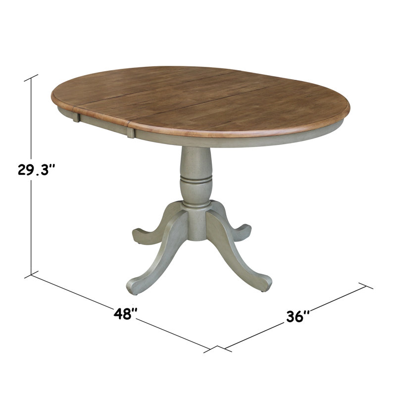 Echols Extendable Solid Wood Dining Set, Hickory/Stone, 5