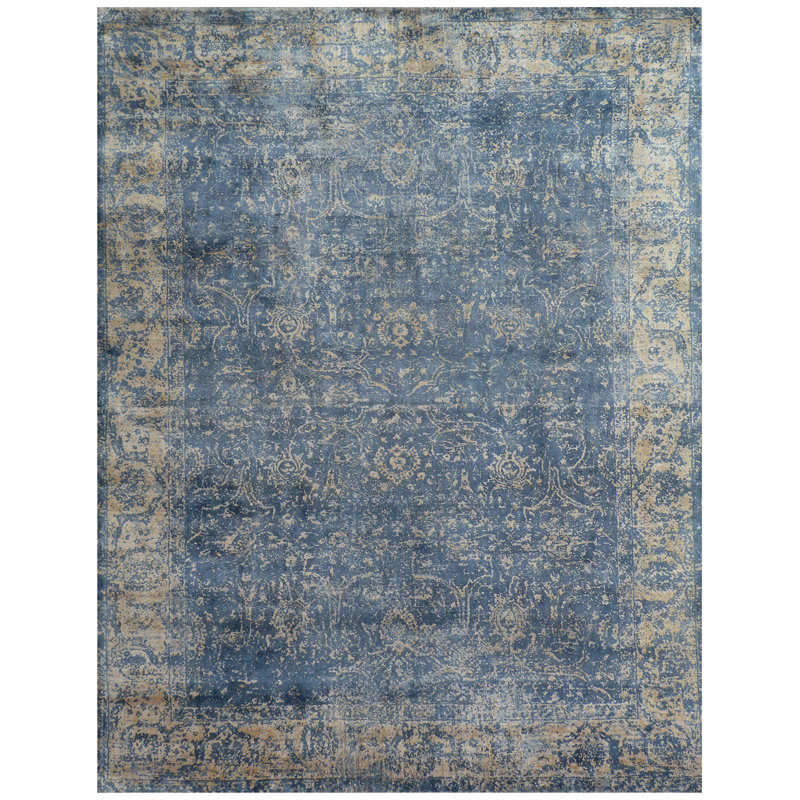 Cassina Oriental Hand Loomed Denim/Gold Area Rug, Rectangle 10' x 14'