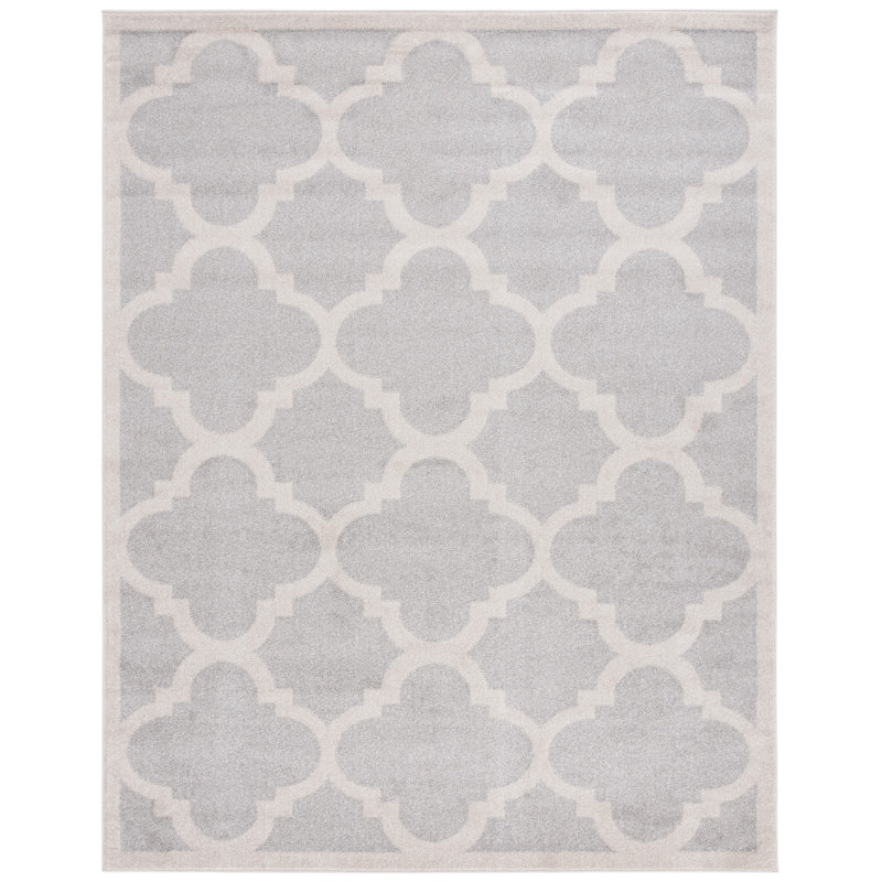 Ammundsen Geometric Light Grey/Beige Area Rug, Rectangle 8' x 10'