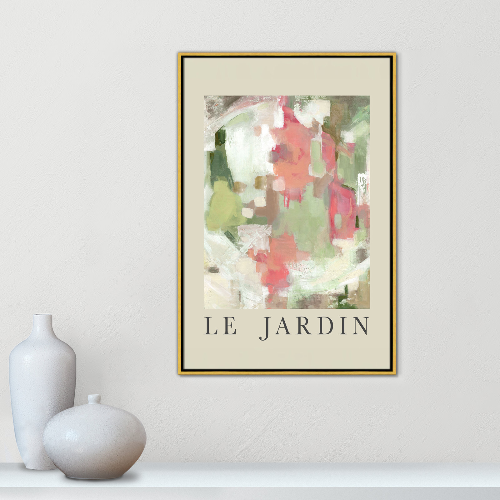 Riya "Le Jardin" Print by Carol Robinson, Gold Floater Frame, No, 37.5" H x 25.5" W x 2" D