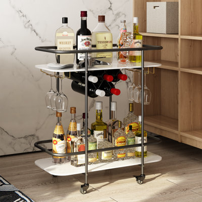 Bar Cart with Glass Holder, Wine Rack by Ebern Designs