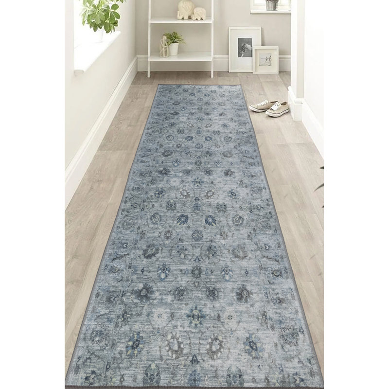 Tapis de couloir en coton sur mesure à motif floral, Tapis de couloir 2 pi 2 po x 31 pi