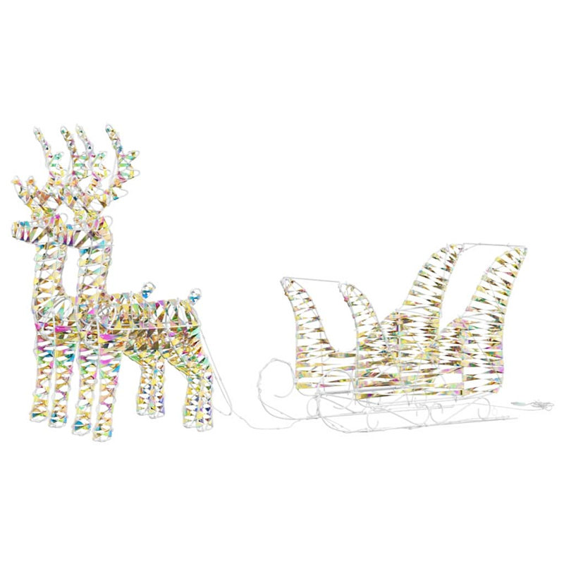  Reindeer Pull Sleigh Warm White 30 X 12 X 54.5 Cm PET