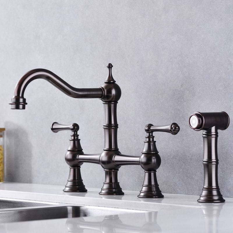 AWZTOO Kitchen Faucet with Side Spray, Oil Rubbed Bronze